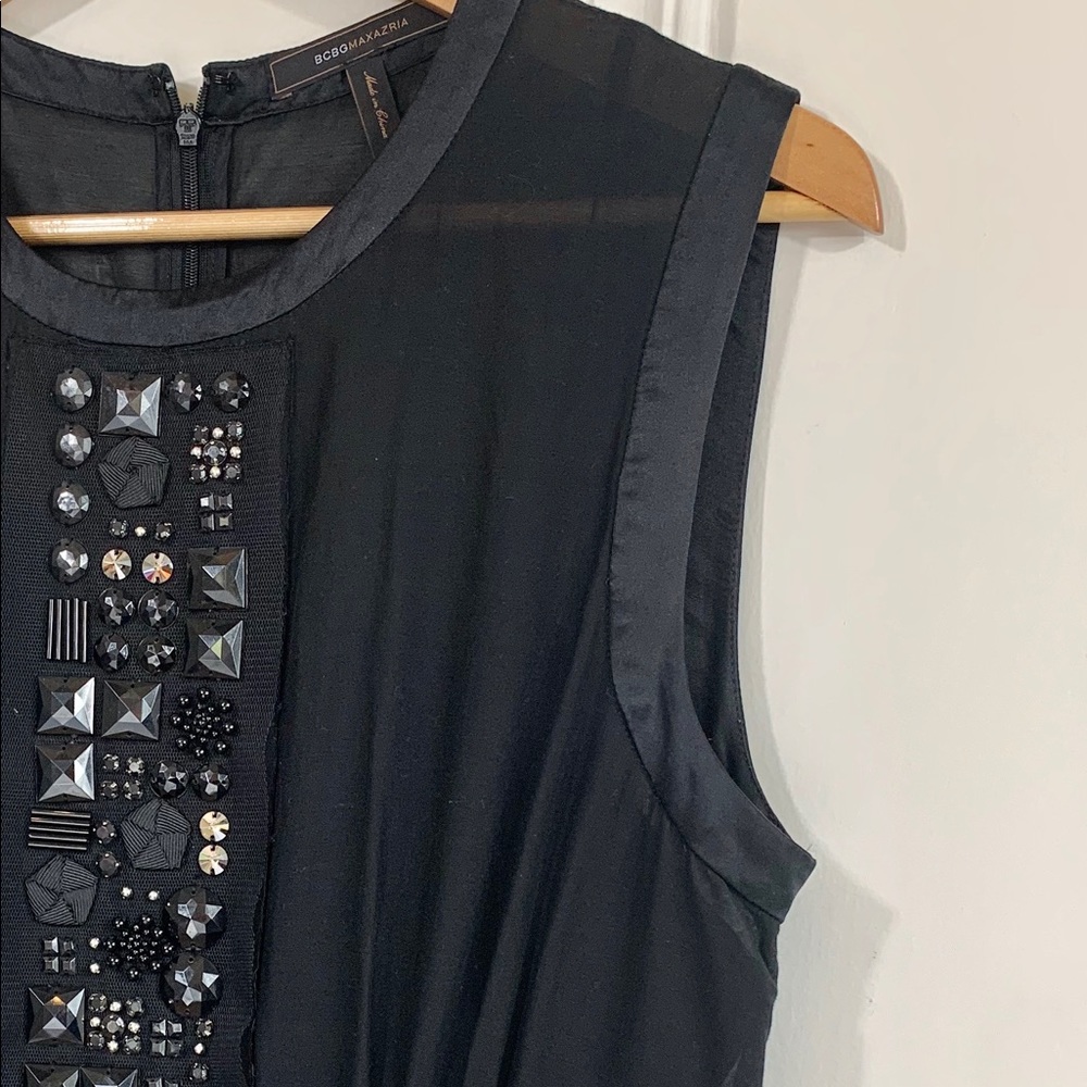 BCBGMAXAZRIA black sheer & sequin cocktail dress